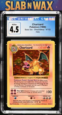 Pokemon 1999 Base Set Charizard #4/102 CGC 4.5 Shadowless - Image 1