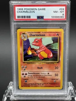 1999 POKEMON BASE SET UNLIMITED #24 CHARMELEON PSA 8 - Image 1