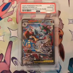 Pokemon Mega Lucario EX Special Illustration Rare Holo Me01 179/132 2025 PSA 10 - Image 1