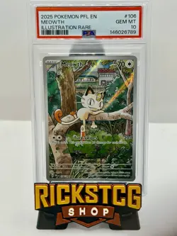 2025 POKEMON PFL EN-PHANTASMAL FLAMES ILLUSTRATION RARE #106 MEOWTH PSA 10 - Image 1