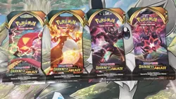 Pokemon: Darkness Ablaze - Sleeved Booster Packs Full Art Set of 4 Sealed - Image 1