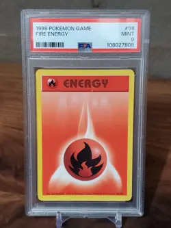 1999 POKEMON BASE SET UNLIMITED #98 FIRE ENERGY PSA 9 - Image 1