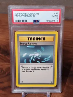 1999 POKEMON BASE SET UNLIMITED #92 ENERGY REMOVAL PSA 9 MINT - Image 1