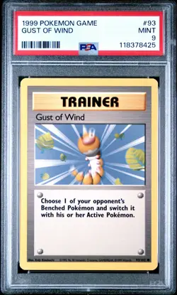 1999 POKEMON GAME 93 GUST OF WIND TRAINER PSA 9 MINT BASE SET UNLIMITED - Image 1