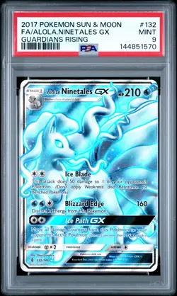 2017 POKEMON SUN & MOON GUARDIANS RISING #132 FULL ART/ALOLAN NINETALES GX PSA 9 - Image 1