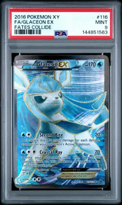 2016 POKEMON XY FATES COLLIDE #116 FULL ART/GLACEON EX PSA 9 - Image 1