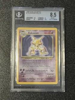 BGS 8.5 💎 ALAKAZAM #1 HOLO RARE - 1999 POKEMON BASE SET WOTC - Image 1