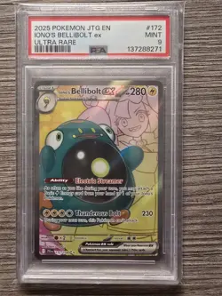 PSA 9 2025 POKEMON JTG EN-JOURNEY TOGETHER | ULTRA RARE IONO'S BELLIBOLT EX 172 - Image 1