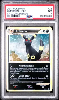 2011 POKEMON CALL OF LEGENDS UMBREON #22 HOLO PSA 7 NM #113346283 - Image 1