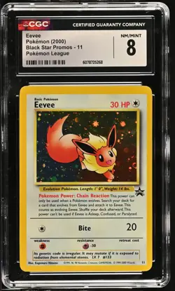 EEVEE Black Star Promo Pokemon League #11 CGC 8 Pokemon - Image 1
