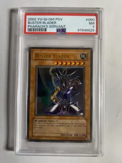2002 YUGIOH Buster Blader PSV-050 Ultra Rare PSA 7 - Image 1