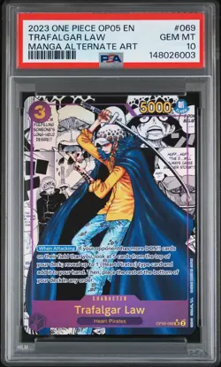 2023 One Piece OP05 Manga Alternate Art #069 Trafalgar Law PSA 10 GEM MINT - Image 1