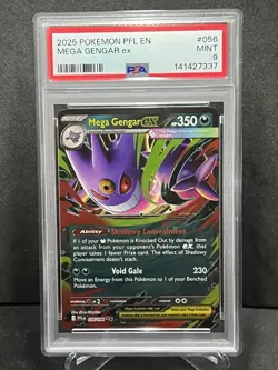 Pokemon 2025 Mega Gengar EX Phantasmal Flames 056/094 PSA 9 Holo - Image 1