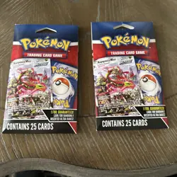 2 Unopened Pokemon 25 Card Packs: With ONE GUARANTEED RARE FOIL CARD IN EACH - Image 1