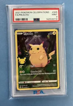 Pokemon 2021 Pikachu 005/025 25th Anniversary Stamp Celebrations PSA 9 - Image 1