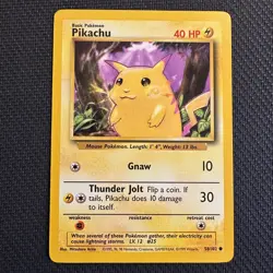 Pikachu 58/102 Base Set Unlimited Pokemon TCG 1999 NM - Image 1