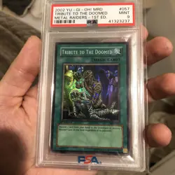 YUGIOH PSA 9 2002 Tribute to the Doomed MRD-057 Super Rare 1st Edition - Image 1