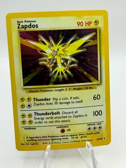 Zapdos Pokemon TCG Base Set 16/102 Holo 1999-2000 Wizards Base Set English - Image 1