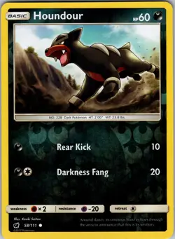 Houndour 58/111 SM - Crimson Invasion Pokemon TCG LP-NM - Image 1