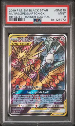 2019 POKEMON SM BLACK STAR PROMO FULL ART/MOLTRES & ZAPDOS & ARTICUNO GX PSA 9 - Image 1