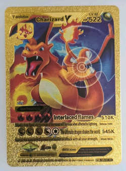 Pokemon Charizard V 522hp Gold Foil Fan Art Collector Card TCG - Image 1