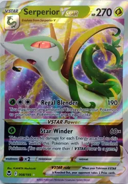 008/195 SERPERIOR VSTAR ULTRA RARE SILVER TEMPEST POKEMON CARD - Image 1