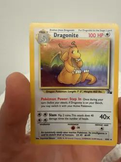 Pokemon Fossil Dragonite Holo Rare Holographic Card 4/62 LP Condition - Image 2
