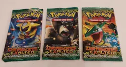 3x Pokemon Black & White Dragons Exalted Empty Booster Pack Artset Rayquaza Tina - Image 2
