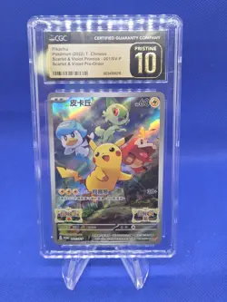 Chinese Pokemon Scarlet & Violet Pikachu 001/SV-P Promo CGC Pristine 10 - Image 1