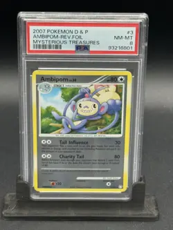 2007 Pokemon D & P AMBIPOM REV-FOIL Mysterious Treasures (PSA 8) - Image 1
