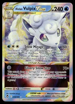 Alolan Vulpix VSTAR 034/195 SWSH12: Silver Tempest Pokemon - Image 1