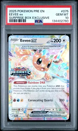 2025 POKEMON PRE EN-PRISMATIC EVOLUTIONS SURPRISE BOX EXCLUSIVE EEVEE EX PSA 10 - Image 1