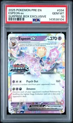 Espeon EX Surprise Box Promo Stamp 034/131 Pokemon Prismatic Evolutions PSA 10 - Image 1
