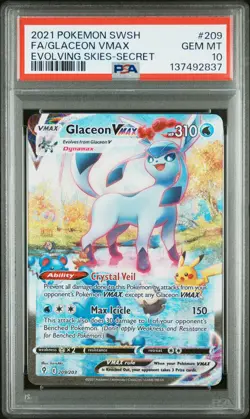 2021 POKEMON SWORD & SHIELD EVOLVING SKIES SECRET FULL ART/GLACEON VMAX PSA 10 - Image 1