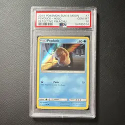 Detective Pikachu Psyduck 7/18 Holo Common PSA 10 2019 Pokemon TCG - Image 1