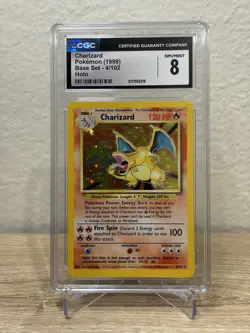 Charizard 004/102 Base Set Holo Rare WOTC Vintage Pokemon CGC 8 - Image 1