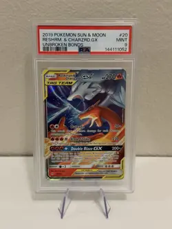 2019 Pokemon Reshiram & Charizard GX Holo Sun Moon Unbroken Bonds 20/214 PSA 9 - Image 1