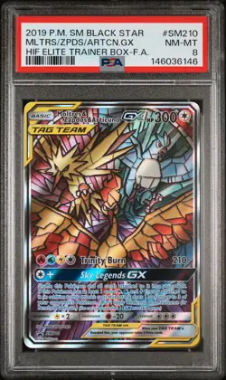 2019 Pokemon Black Star Promo Articuno Moltres Zapdos PSA 8 SM210 - Image 1