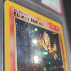 Pokemon Gym Heroes Blaine's Moltres Holo Rare 1st Edition 1/132 PSA 8 2000 SWIRL - Image 2