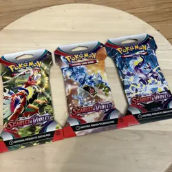 Nintendo Pokemon TCG Scarlet & Violet Sleeved Booster Pack Lot Of 3 Packs - Image 1
