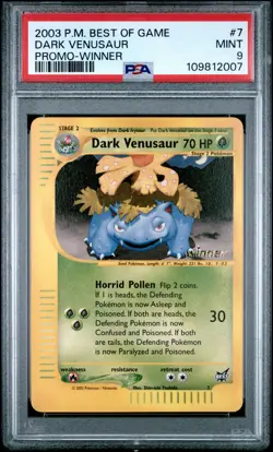 2003 POKEMON BEST OF GAME PROMO WINNER #7 DARK VENUSAUR PSA 9 - Image 1