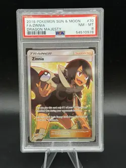 2018 Pokemon Sun & Moon – Dragon Majesty #70 Zinnia Full Art (PSA 8) - Image 1