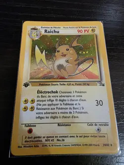 Raichu 14/62 Holo Rare 1st Edition French Fossil Set WOTC Pokemon (French) - Image 1
