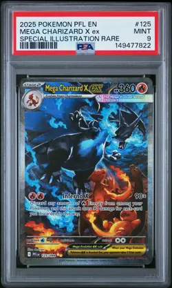 2025 POKEMON PFL EN-PHANTASMAL FLAMES #125 MEGA CHARIZARD X EX PSA 9 - Image 1