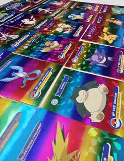 2025 Pokemon Joto Kanto Full House Rainbow Cracked Ice Master Set Stickers Rare - Image 2