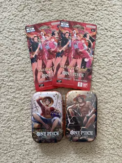 One Piece TCG Mini Tin Vol.2 Luffy & Ace + EB03 Heroines Packs (2) Sealed - Image 1