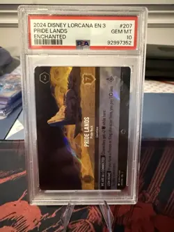2024 DISNEY LORCANA EN 3-INTO THE INKLANDS ENCHANTED #207 PRIDE LANDS PSA 10 - Image 1