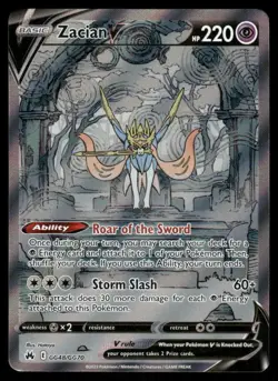 Pokemon Cards Zacian V GG48/GG70 Crown Zenith Galarian Gallery Holo Rare V - Image 1