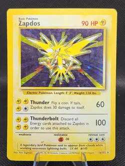 Pokemon TCG Zapdos Base Set Holo Unlimited Rare Card 16/102 - Image 1