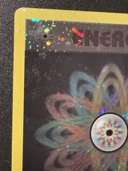 Rainbow Energy WoTC League Promo Pokemon Card Cosmos Holo Bleed Rare Swirl MP - Image 3